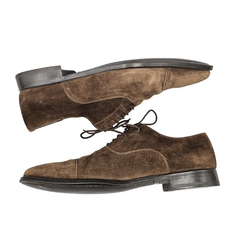 Magnanni Men's Size 9.5 M EUC For Saks Fifth Avenue‎ Brown Suede Cap Toe Oxfords
